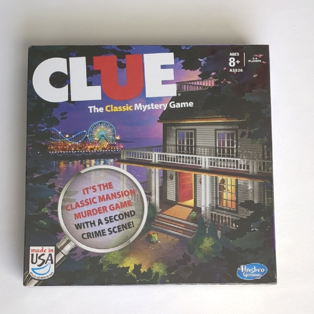 NIB Hasbro 2013 Clue The Classic Mystery Board Game 2 Version 3-6 Players Age 8+